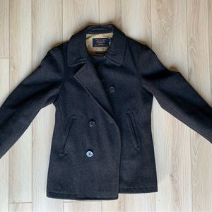 J Crew Bayswater Peacoat, Charcoal, Size Small